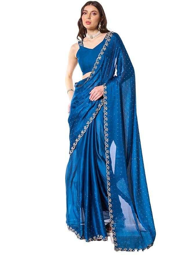 61LTfdhsVNL._SY879_ Women's Silk Blend Saree - Image 1