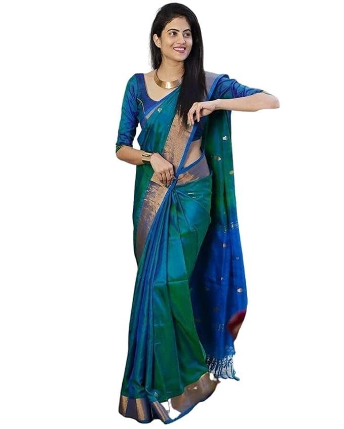 61clOn-YIkL._SX679_ Women's Kanjivaram Woven Soft Silk Saree With Blouse Piece - Image 1