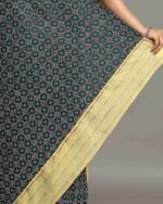 Ajrak Print Khesh Cotton Saree - Image 3